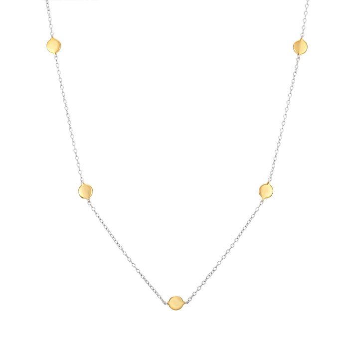 Two Tone Gold Disc Charm Necklace