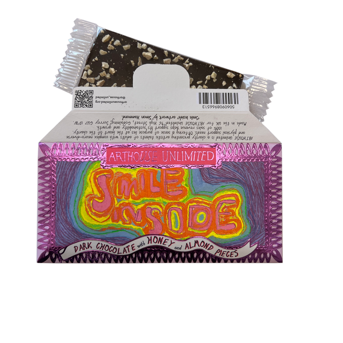 Joy Sized: Smile Inside, Dark Chocolate with Honey & Almond Pieces