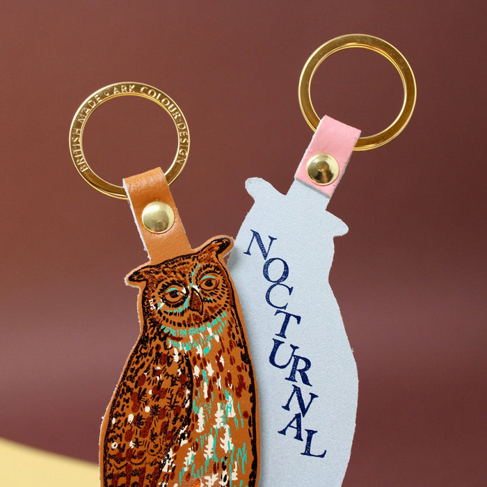Nocturnal Owl | Leather Key Ring | Gold Plated