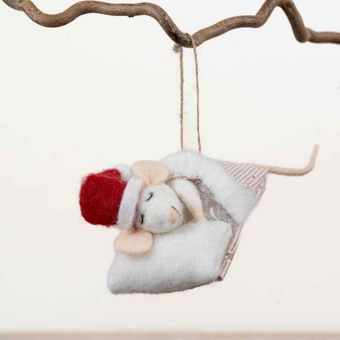 Sleeping Christmas Mouse, 12cm
