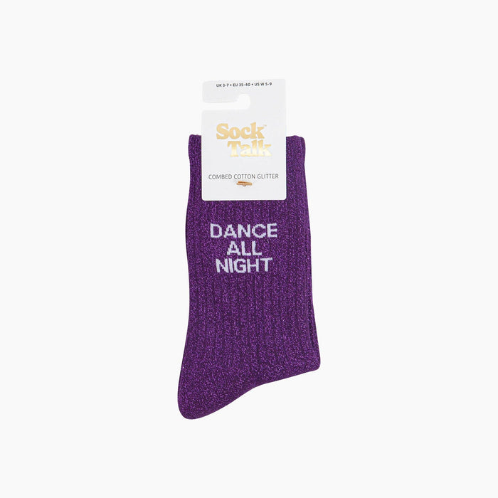 Dance All Night Combed Cotton Glitter Socks in Purple