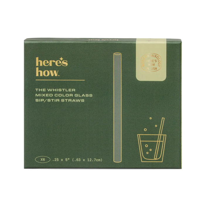 Here's How "the Whistler" Colored Glass Straws - Set of 6