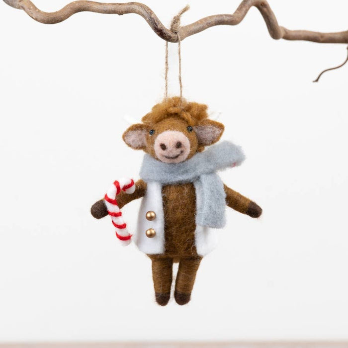 13cm Festive Felt Highland Cow Hanger