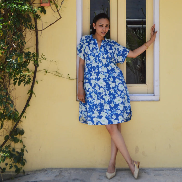 Robe Jade Rayol 100% Cotton - bleu