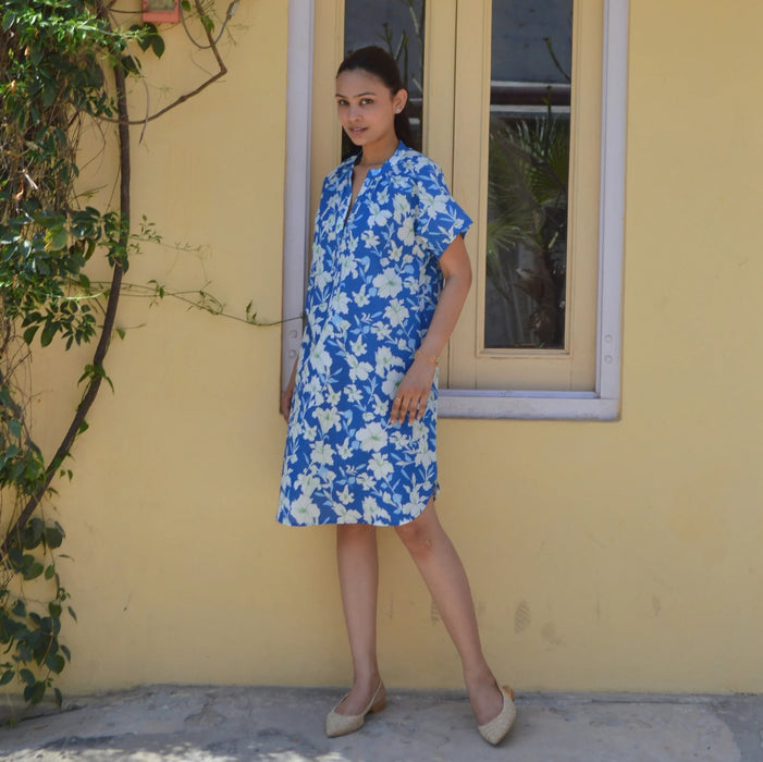 Robe Jade Rayol 100% Cotton - bleu