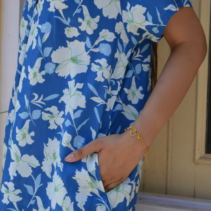 Robe Jade Rayol 100% Cotton - bleu