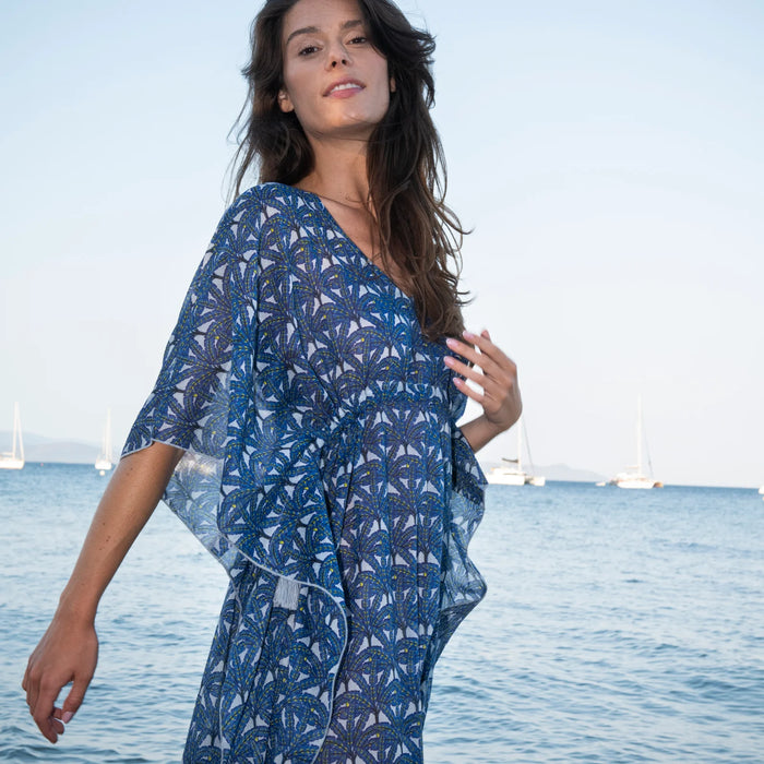 Kaftan Alix Palmer 100% Cotton - Bleu