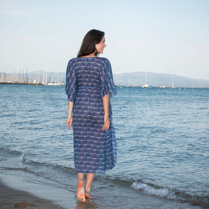 Kaftan Alix Palmer 100% Cotton - Bleu