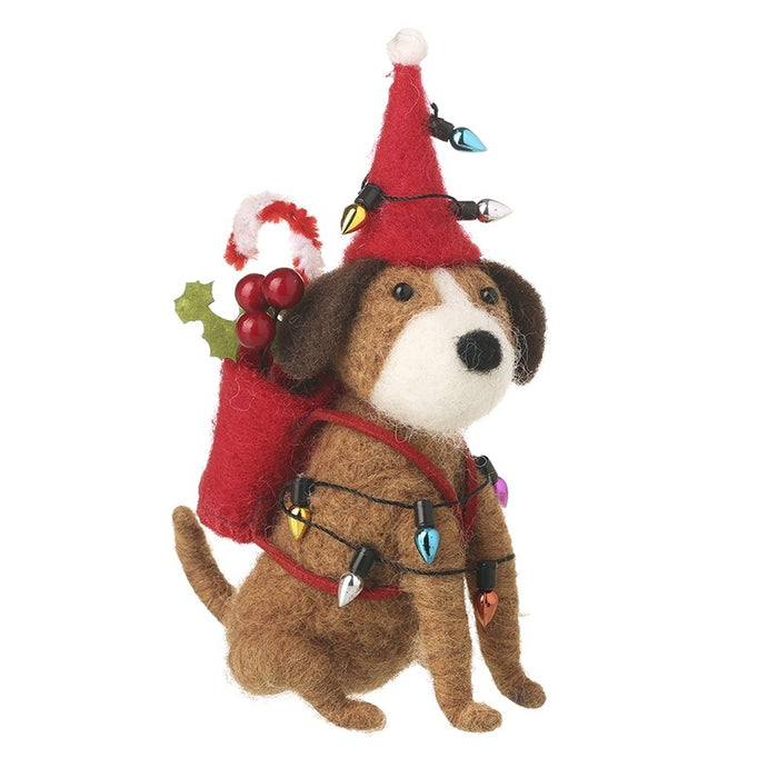 Felt Dog In Santa Hat